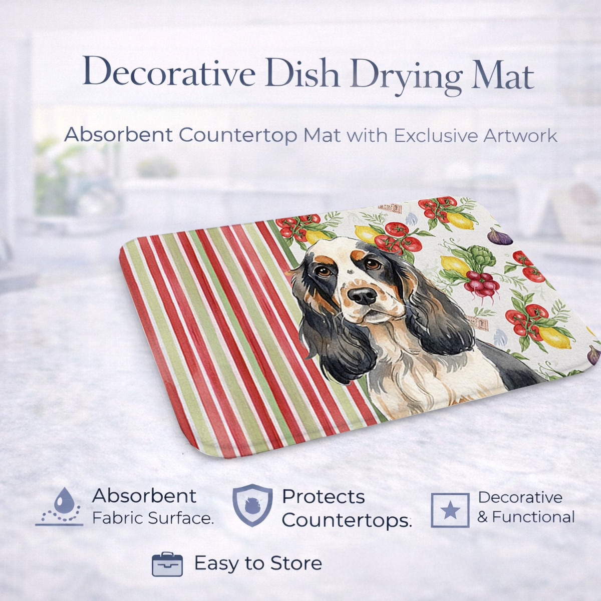Picture of Carolines Treasures WDK8184DDM 21 x 14 in. Parti Cocker Spaniel Vegetables Dish Drying Mat