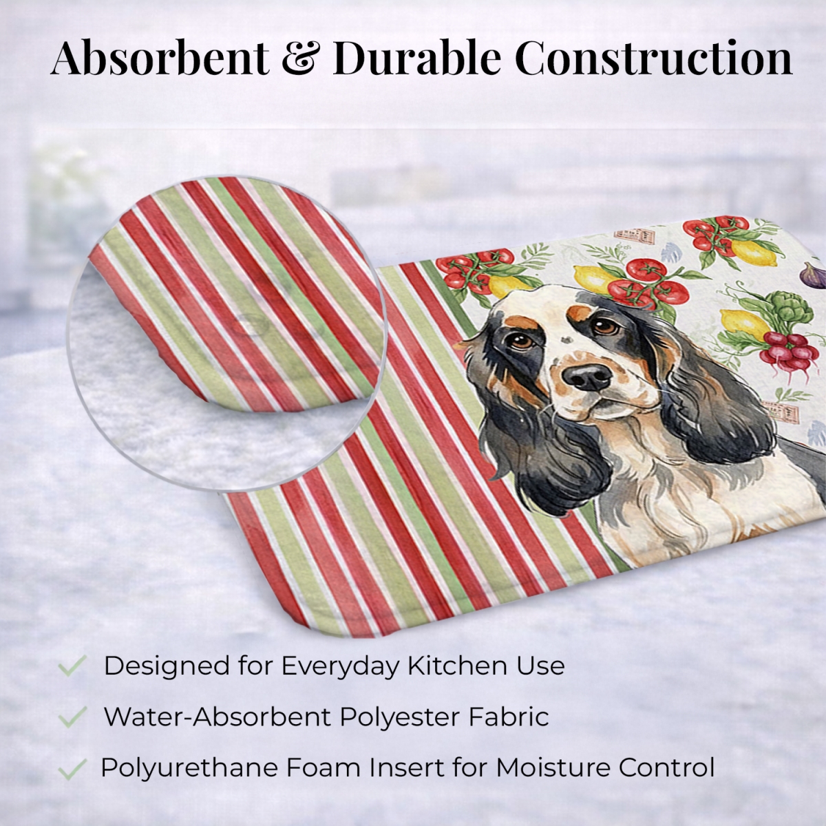 Picture of Carolines Treasures WDK8184DDM 21 x 14 in. Parti Cocker Spaniel Vegetables Dish Drying Mat