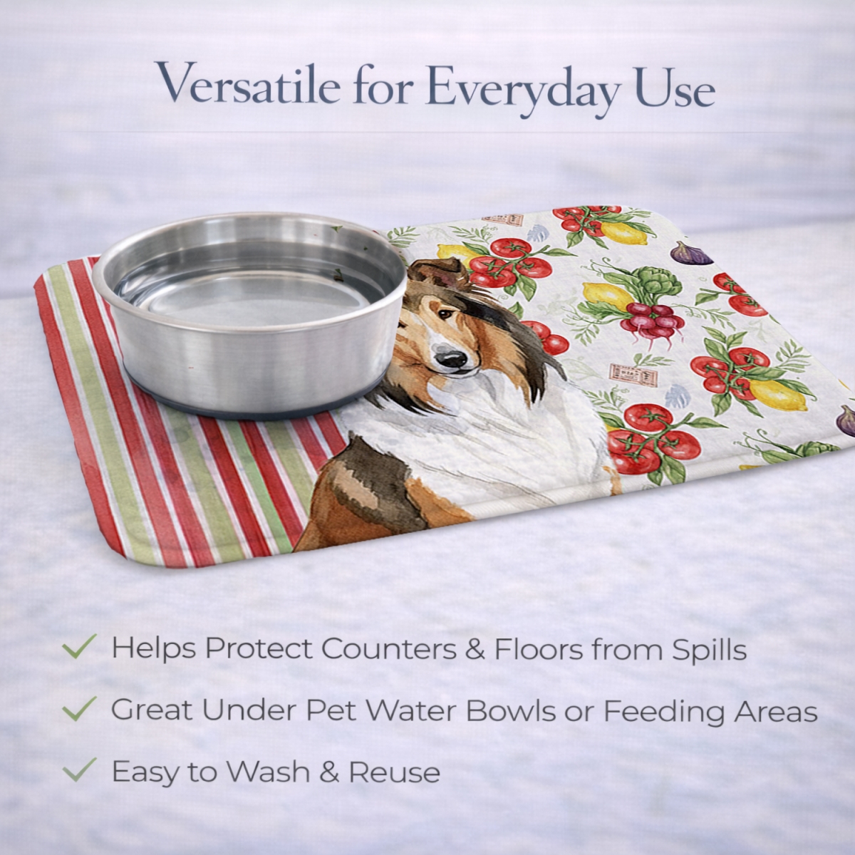 Picture of Carolines Treasures WDK8186DDM 21 x 14 in. Sable Collie Vegetables Dish Drying Mat