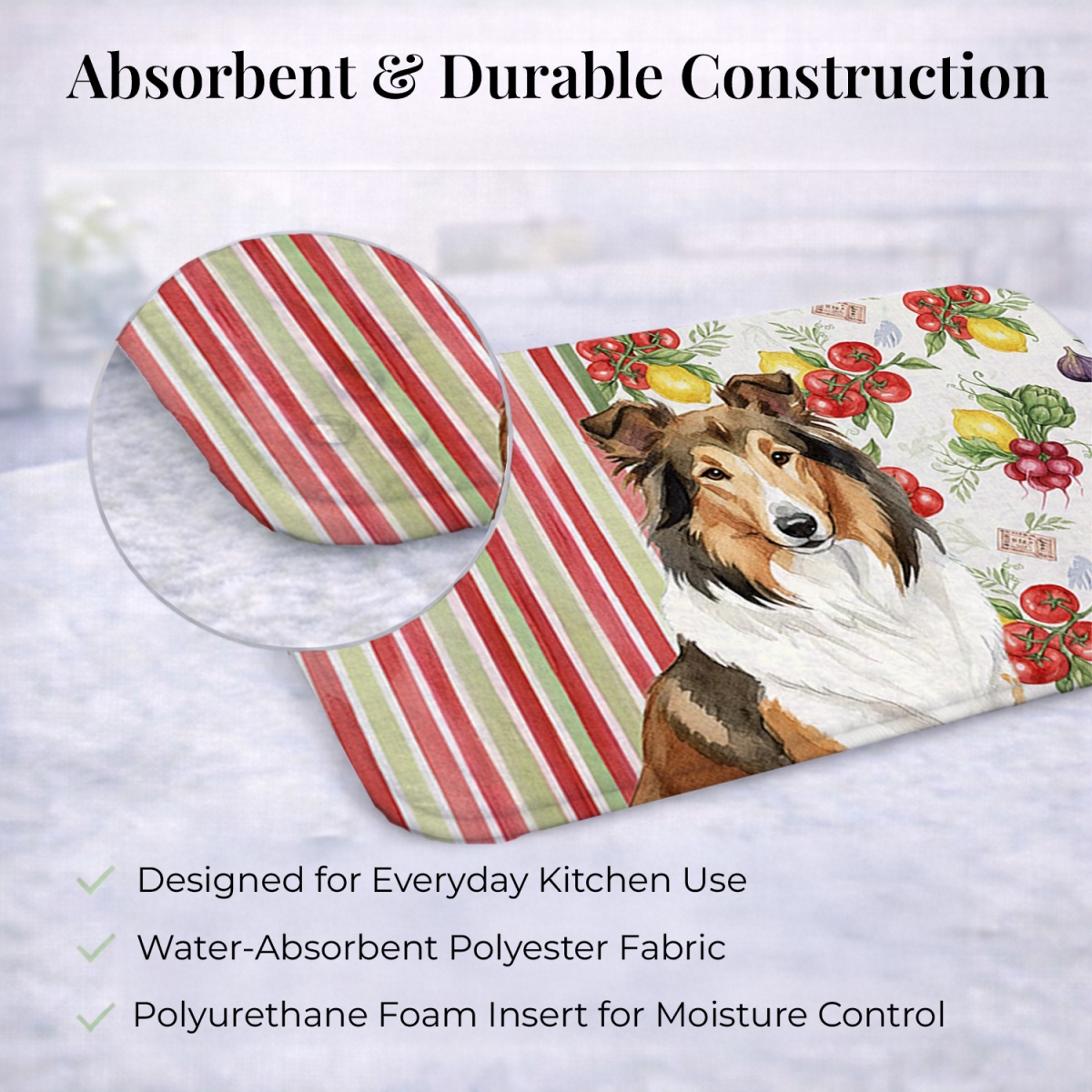 Picture of Carolines Treasures WDK8186DDM 21 x 14 in. Sable Collie Vegetables Dish Drying Mat