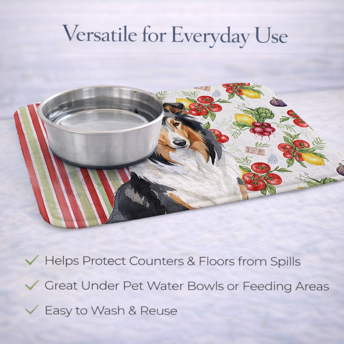 Picture of Carolines Treasures WDK8187DDM 21 x 14 in. Tricolor Collie Vegetables Dish Drying Mat