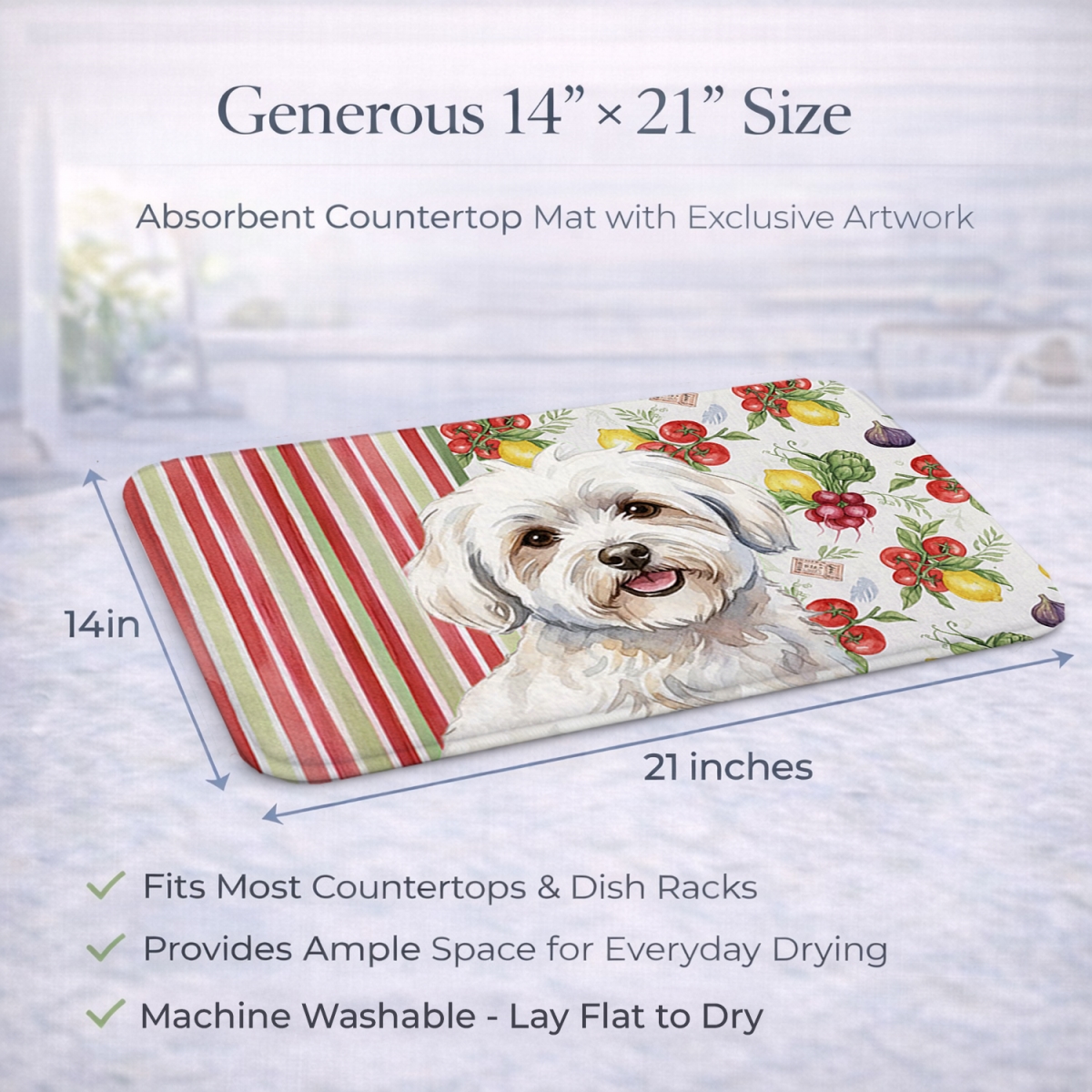 Picture of Carolines Treasures WDK8189DDM 21 x 14 in. Coton De Tulear Vegetables Dish Drying Mat