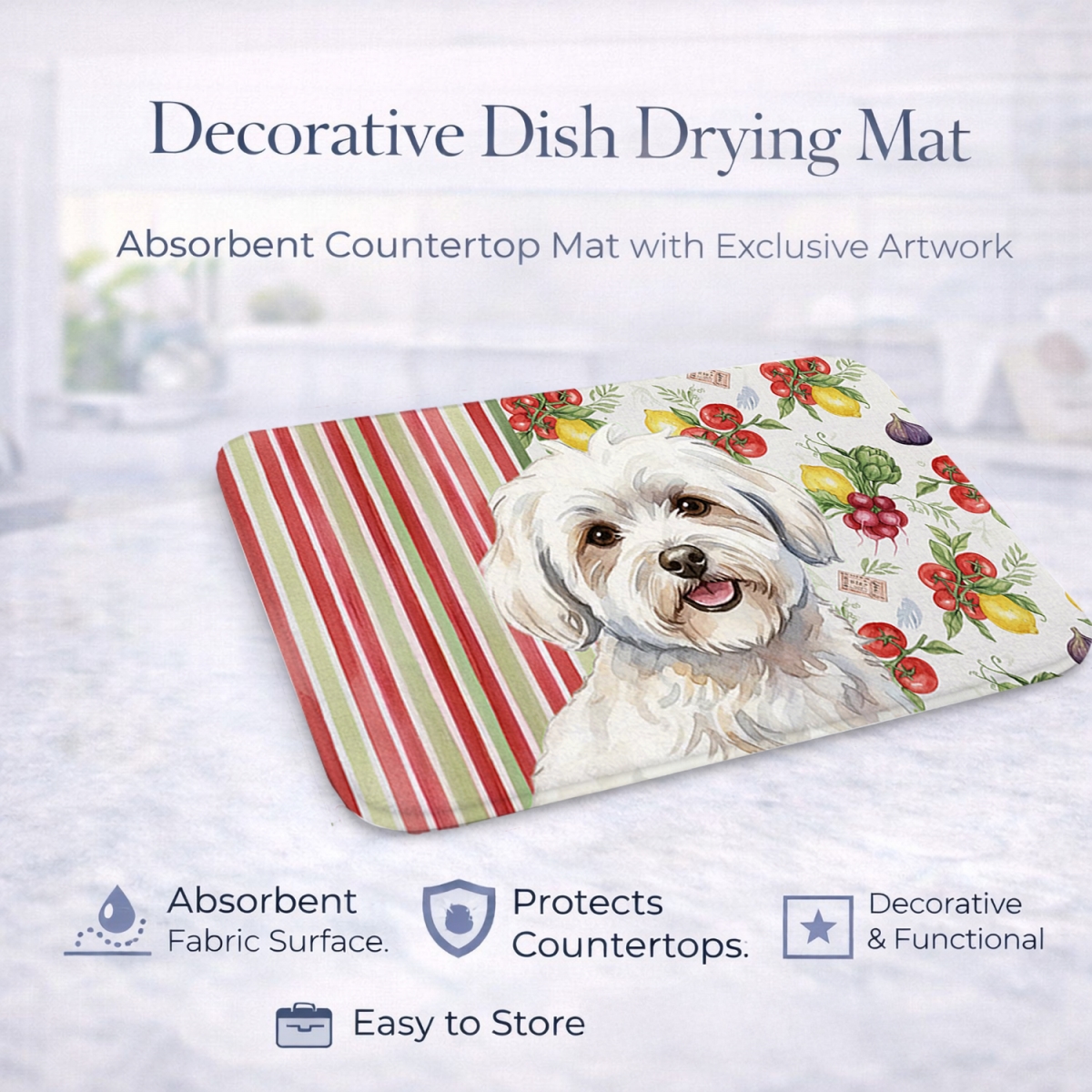 Picture of Carolines Treasures WDK8189DDM 21 x 14 in. Coton De Tulear Vegetables Dish Drying Mat