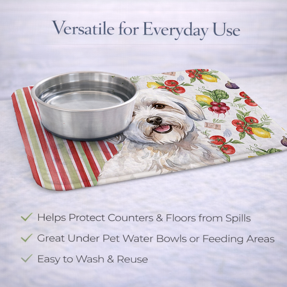 Picture of Carolines Treasures WDK8189DDM 21 x 14 in. Coton De Tulear Vegetables Dish Drying Mat