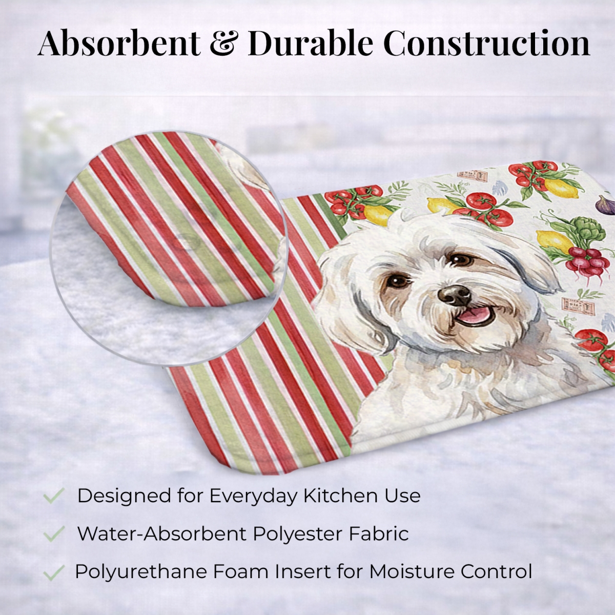 Picture of Carolines Treasures WDK8189DDM 21 x 14 in. Coton De Tulear Vegetables Dish Drying Mat