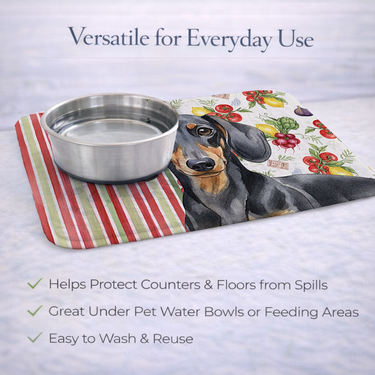 Picture of Carolines Treasures WDK8191DDM 21 x 14 in. Black & Tan Dachshund Vegetables Dish Drying Mat