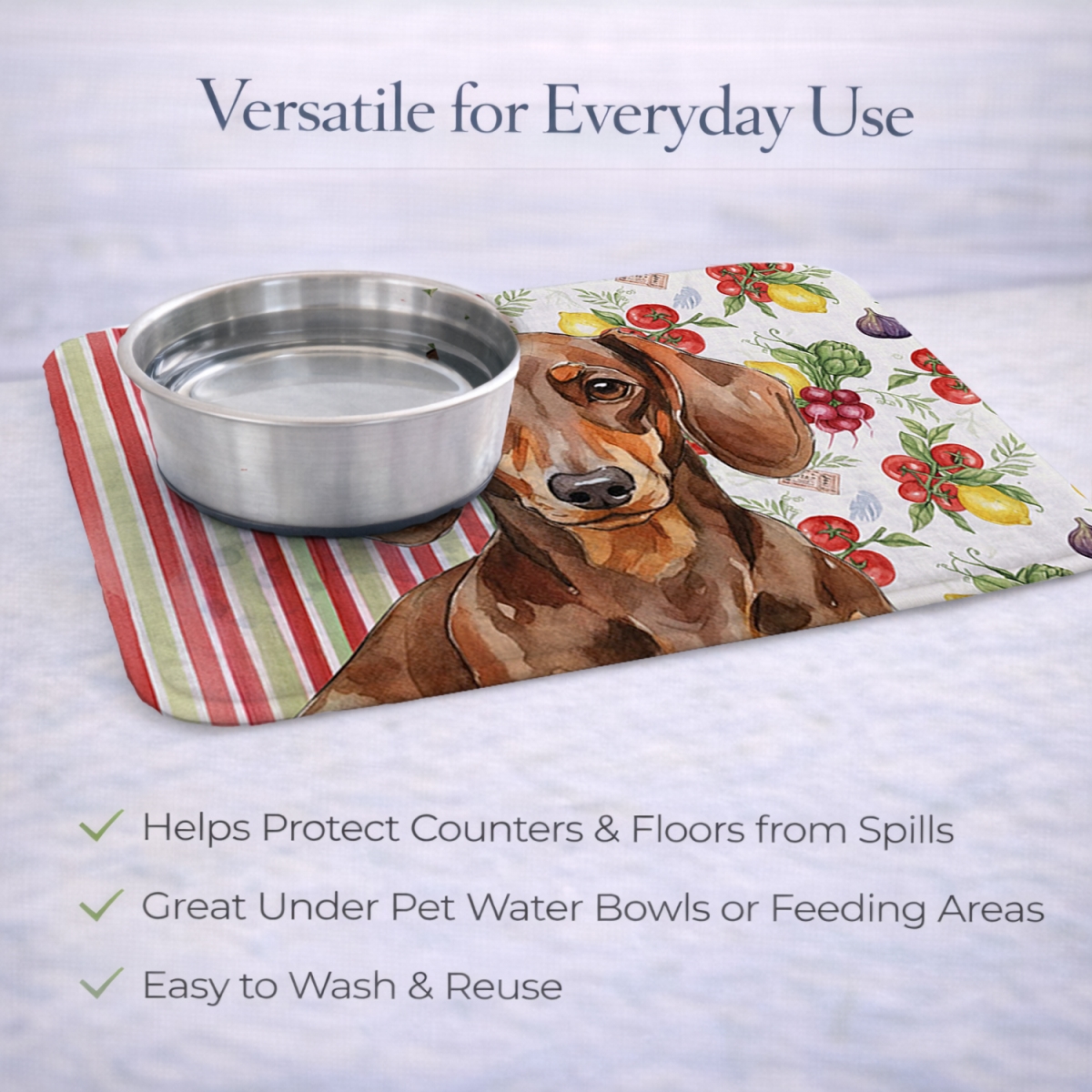 Picture of Carolines Treasures WDK8192DDM 21 x 14 in. Chocolate & Tan Dachshund Vegetables Dish Drying Mat