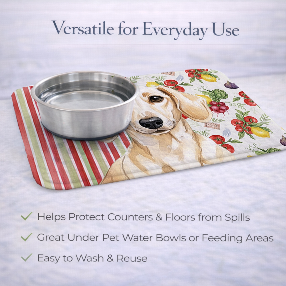 Picture of Carolines Treasures WDK8193DDM 21 x 14 in. Cream Dachshund Vegetables Dish Drying Mat
