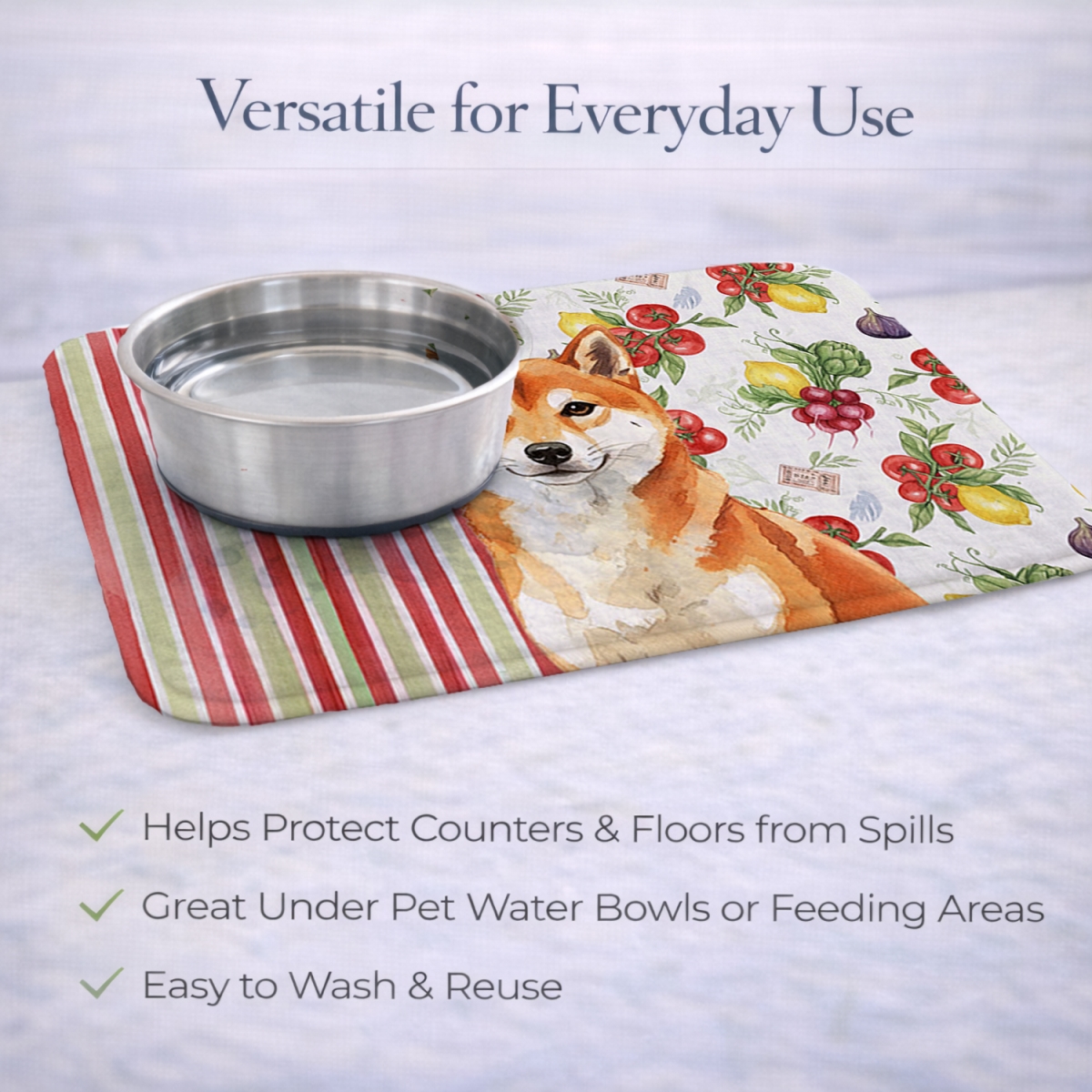 Picture of Carolines Treasures WDK8415DDM 21 x 14 in. Red Shiba Inu Vegetables Dish Drying Mat