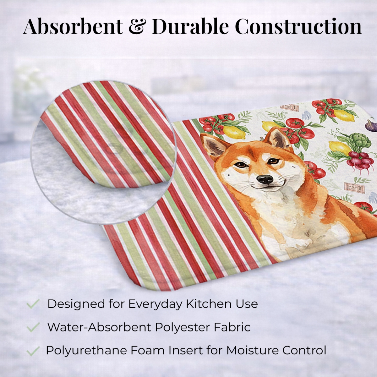 Picture of Carolines Treasures WDK8415DDM 21 x 14 in. Red Shiba Inu Vegetables Dish Drying Mat