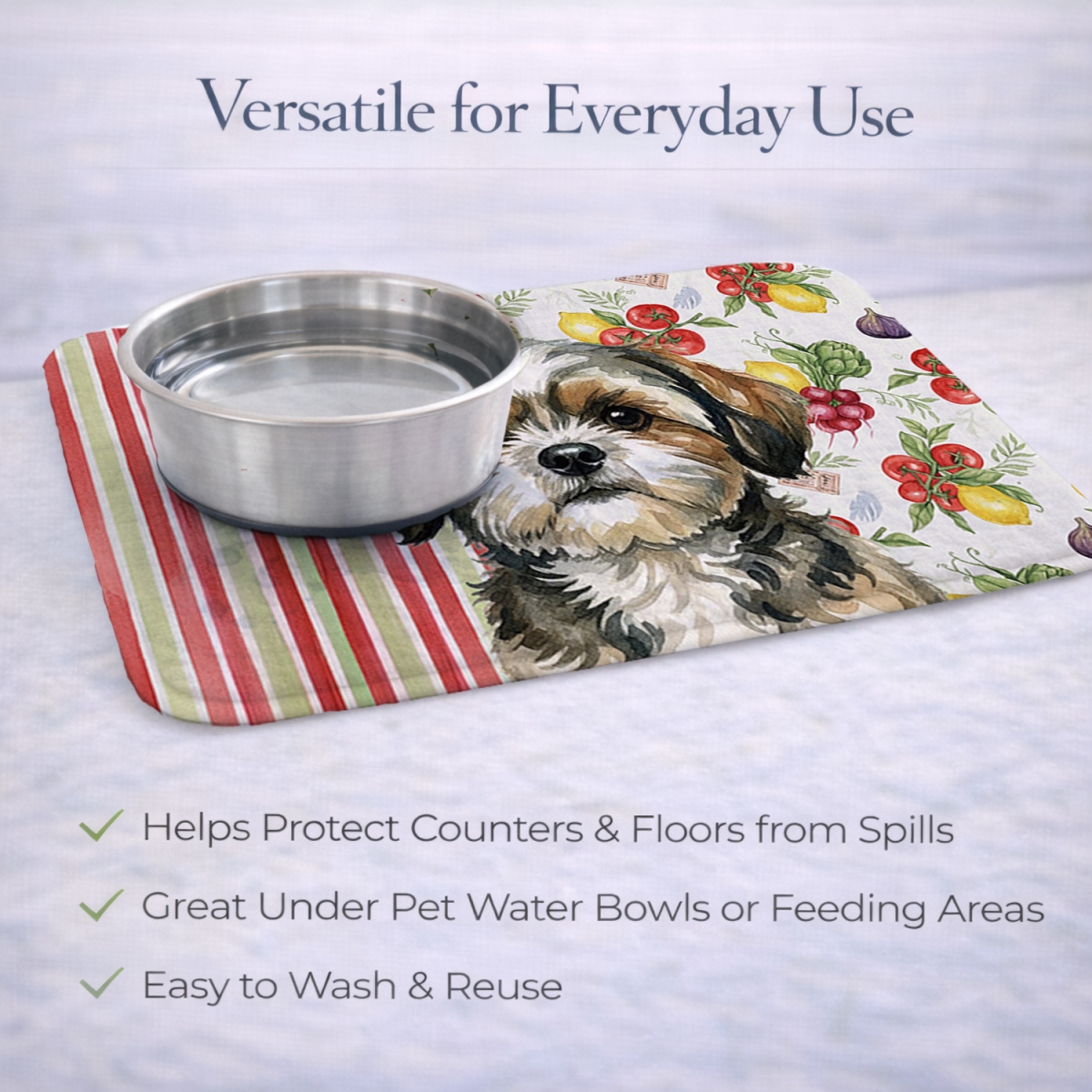 Picture of Carolines Treasures WDK8417DDM 21 x 14 in. Brindle Shih Tzu Vegetables Dish Drying Mat