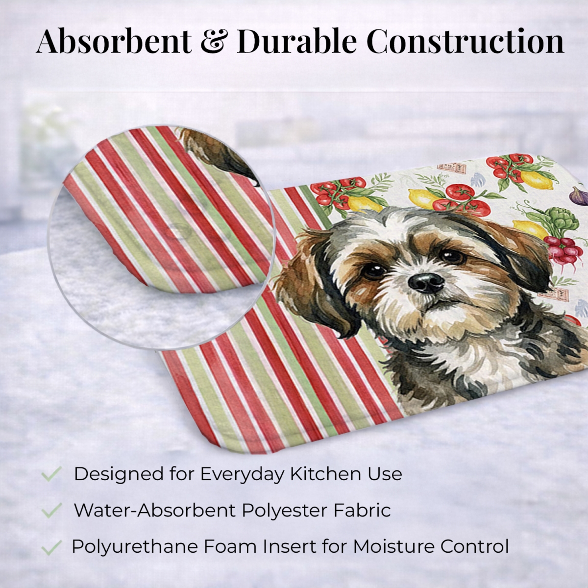 Picture of Carolines Treasures WDK8417DDM 21 x 14 in. Brindle Shih Tzu Vegetables Dish Drying Mat