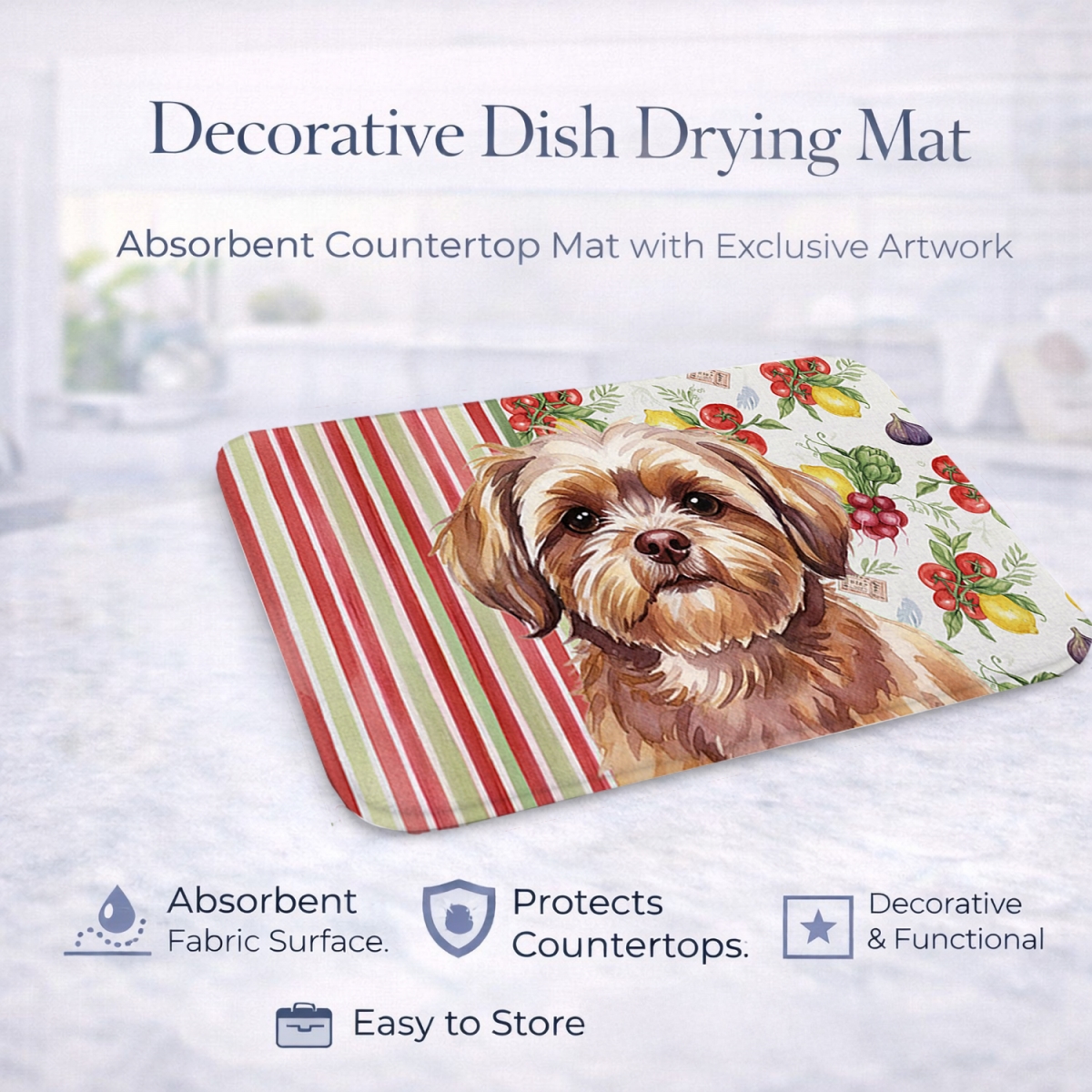 Picture of Carolines Treasures WDK8419DDM 21 x 14 in. Liver Shih Tzu Vegetables Dish Drying Mat