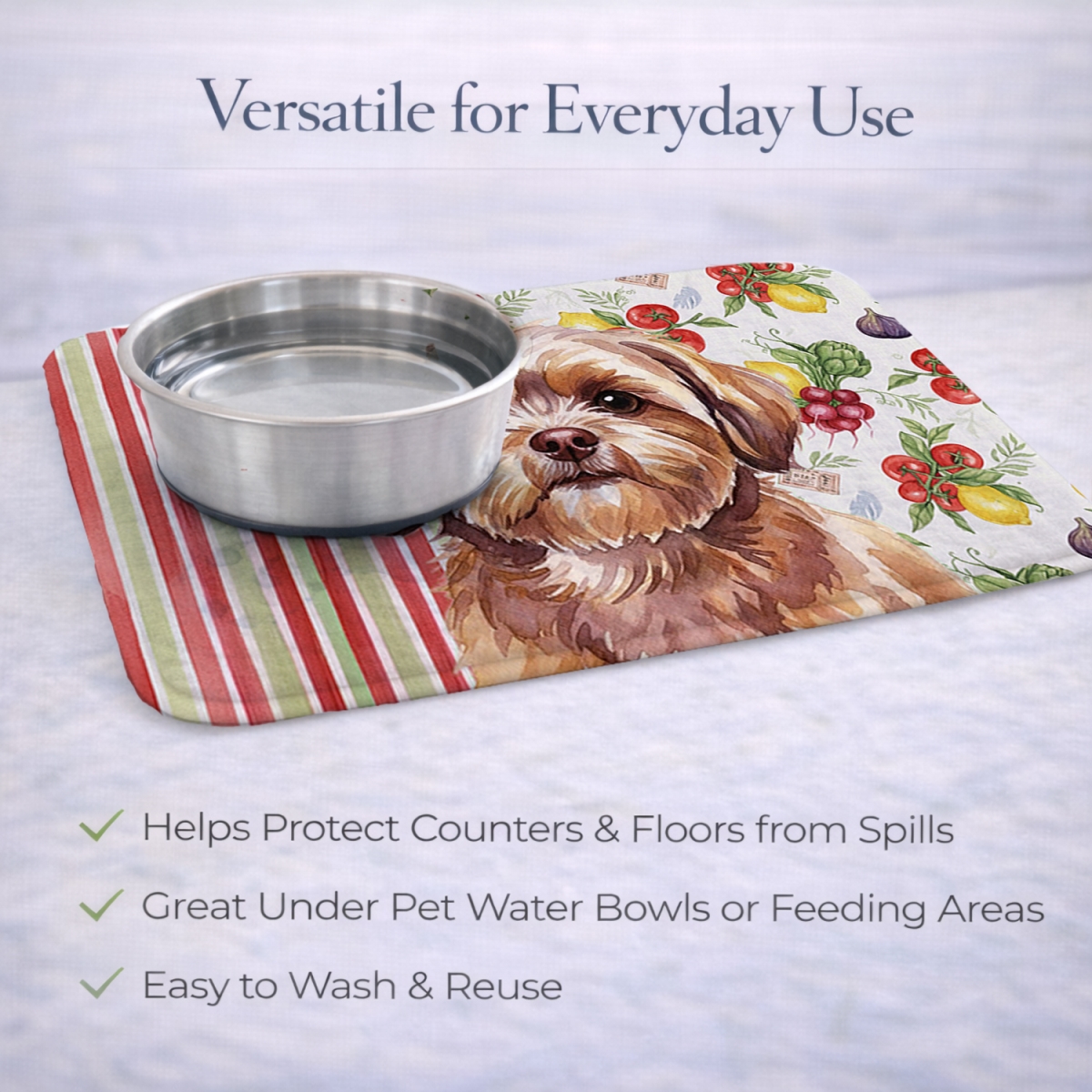 Picture of Carolines Treasures WDK8419DDM 21 x 14 in. Liver Shih Tzu Vegetables Dish Drying Mat