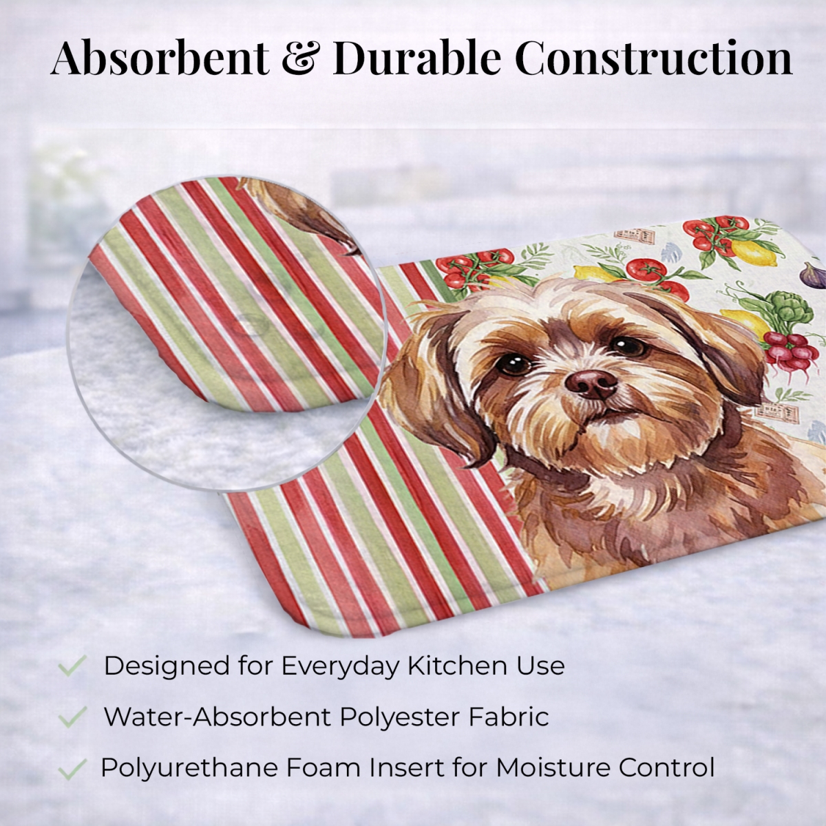 Picture of Carolines Treasures WDK8419DDM 21 x 14 in. Liver Shih Tzu Vegetables Dish Drying Mat