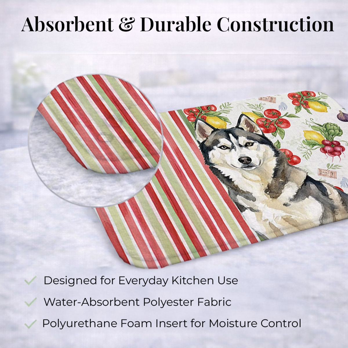 Picture of Carolines Treasures WDK8420DDM 21 x 14 in. Agouti Siberian Husky Vegetables Dish Drying Mat