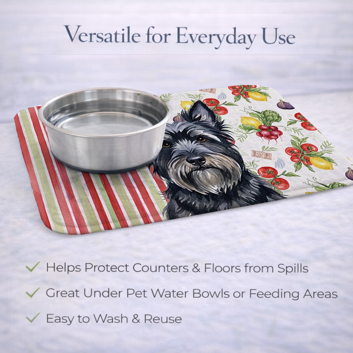 Picture of Carolines Treasures WDK8423DDM 21 x 14 in. Black Skye Terrier Vegetables Dish Drying Mat