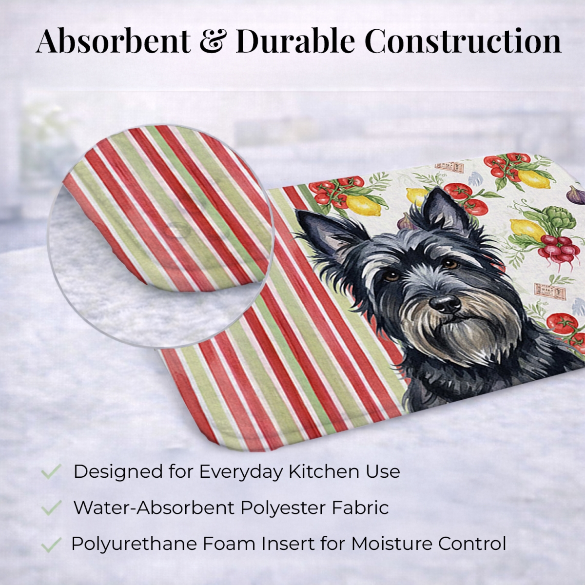 Picture of Carolines Treasures WDK8423DDM 21 x 14 in. Black Skye Terrier Vegetables Dish Drying Mat