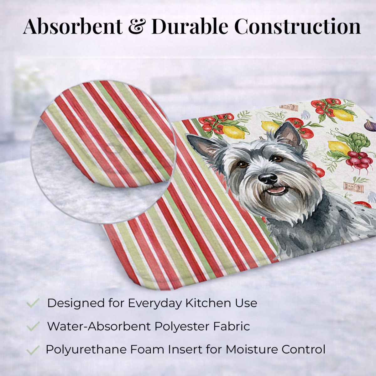 Picture of Carolines Treasures WDK8424DDM 21 x 14 in. Gray Skye Terrier Vegetables Dish Drying Mat