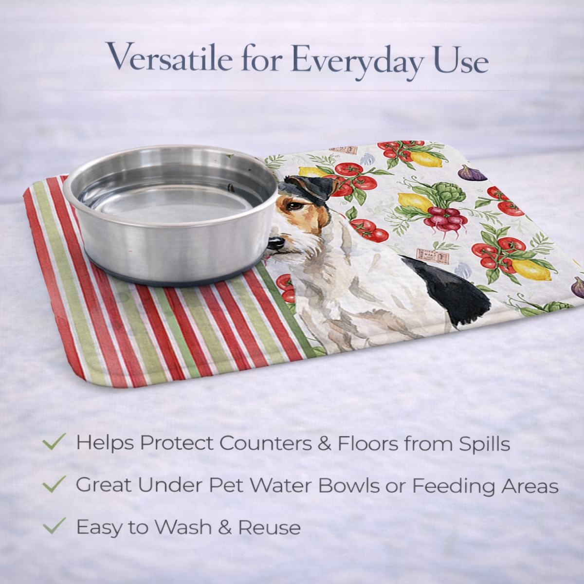 Picture of Carolines Treasures WDK8425DDM 21 x 14 in. Smooth Fox Terrier Vegetables Dish Drying Mat