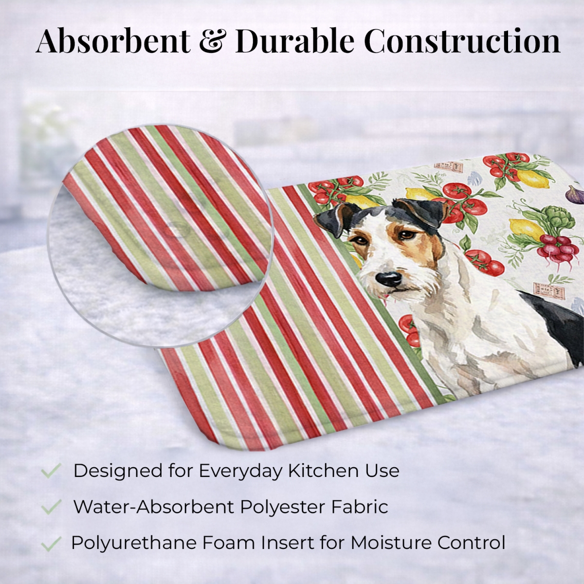 Picture of Carolines Treasures WDK8425DDM 21 x 14 in. Smooth Fox Terrier Vegetables Dish Drying Mat