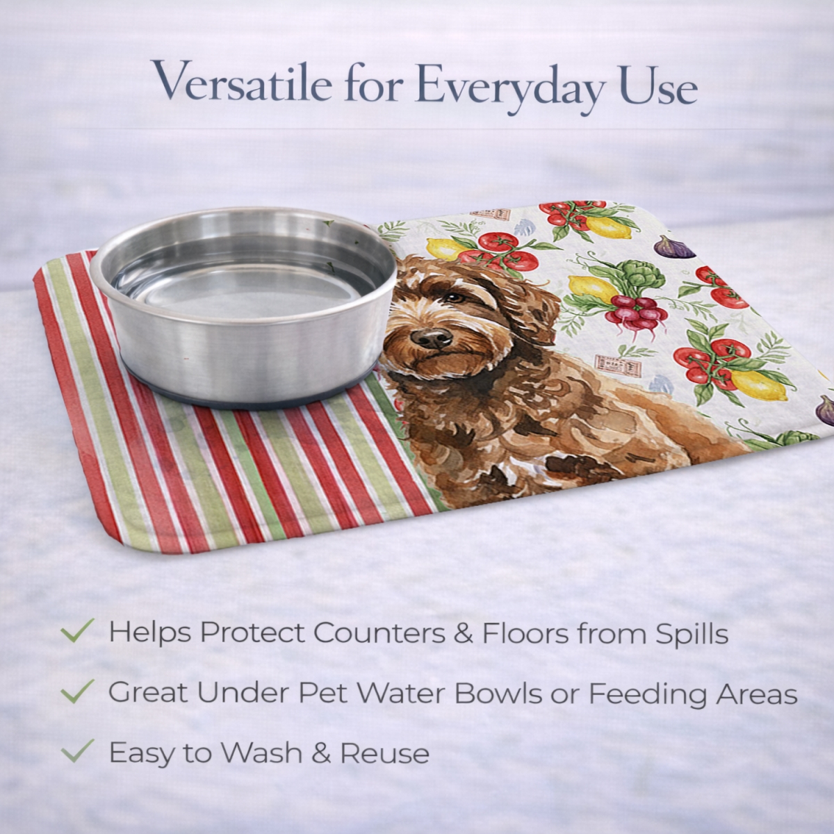 Picture of Carolines Treasures WDK8426DDM 21 x 14 in. Spanish Water Dog Vegetables Dish Drying Mat