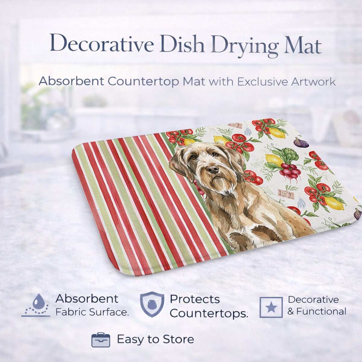 Picture of Carolines Treasures WDK8427DDM 21 x 14 in. Spinone Italiano Vegetables Dish Drying Mat