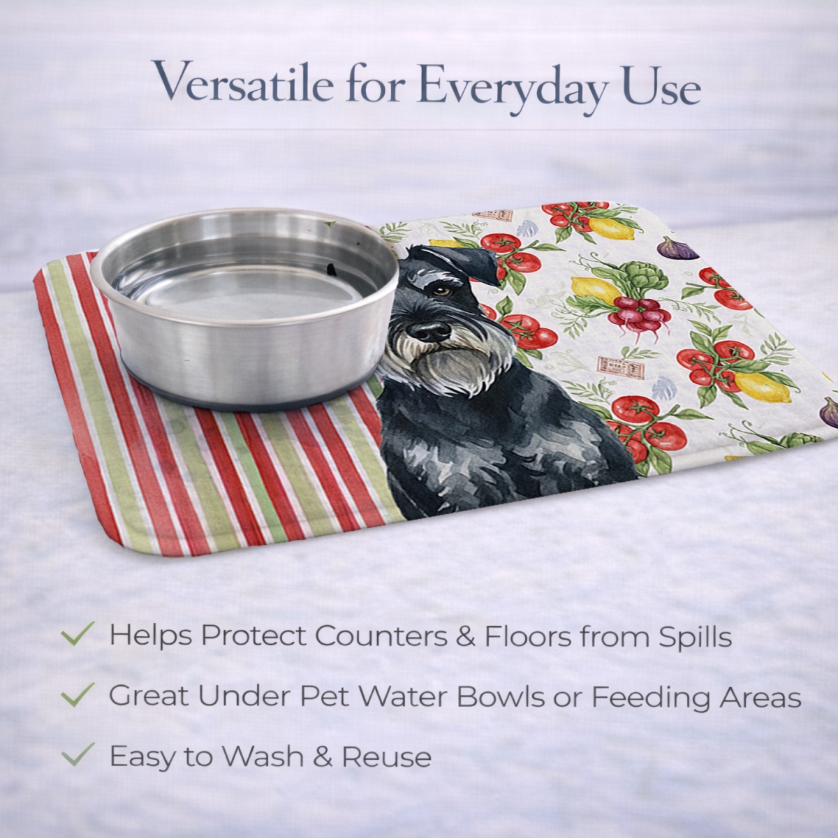 Picture of Carolines Treasures WDK8432DDM 21 x 14 in. Standard Schnauzer Vegetables Dish Drying Mat