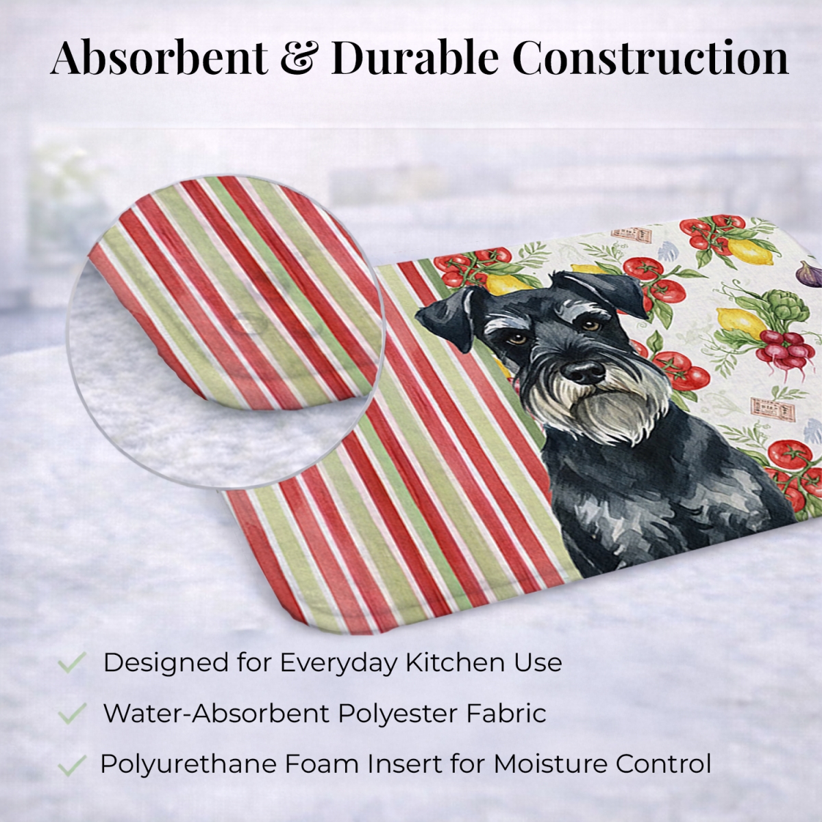 Picture of Carolines Treasures WDK8432DDM 21 x 14 in. Standard Schnauzer Vegetables Dish Drying Mat