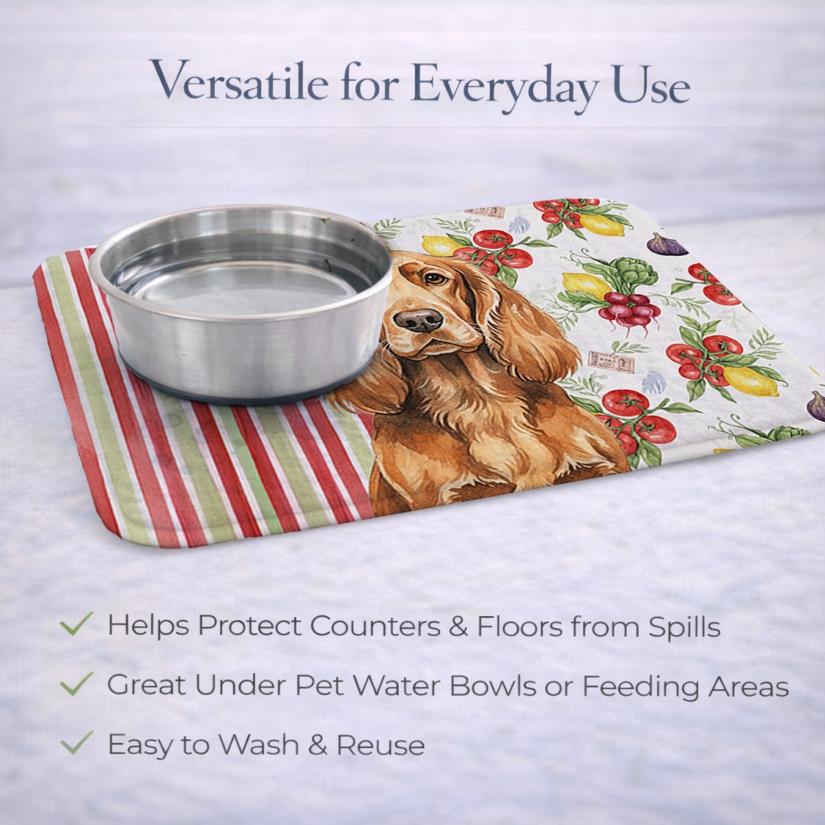 Picture of Carolines Treasures WDK8433DDM 21 x 14 in. Sussex Spaniel Vegetables Dish Drying Mat