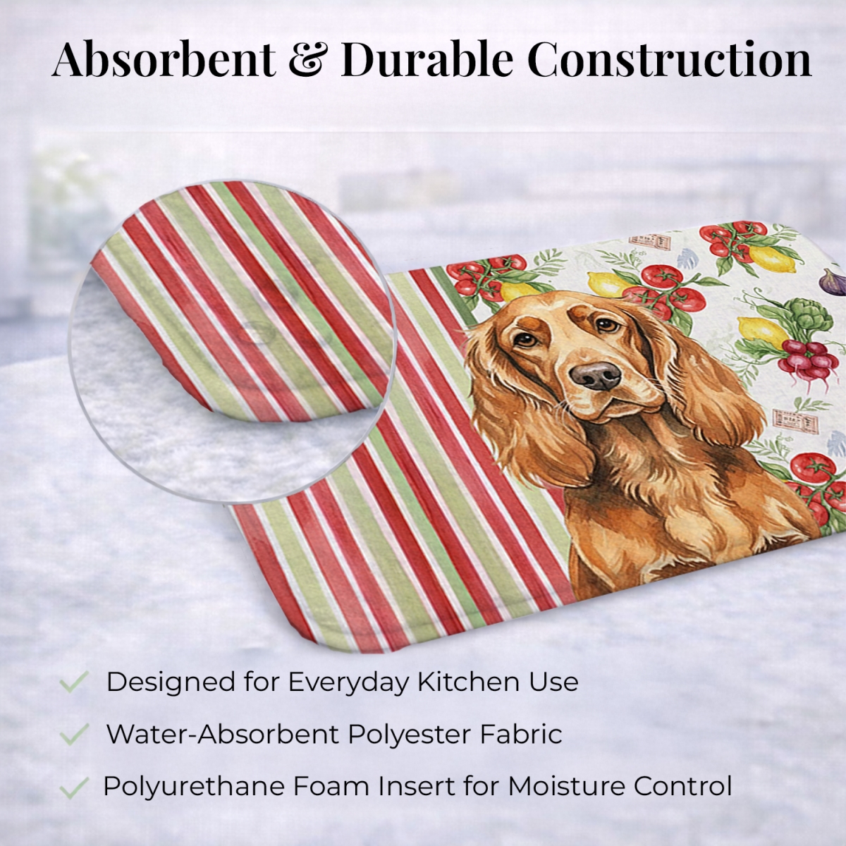 Picture of Carolines Treasures WDK8433DDM 21 x 14 in. Sussex Spaniel Vegetables Dish Drying Mat