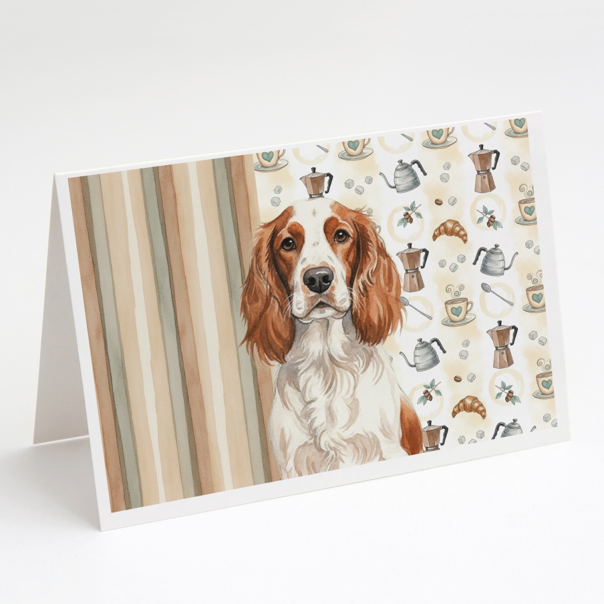 WDK7648GCA7P 5 x 7 in. Welsh Springer Spaniel Coffee Bar Greeting Cards, Pack of 8