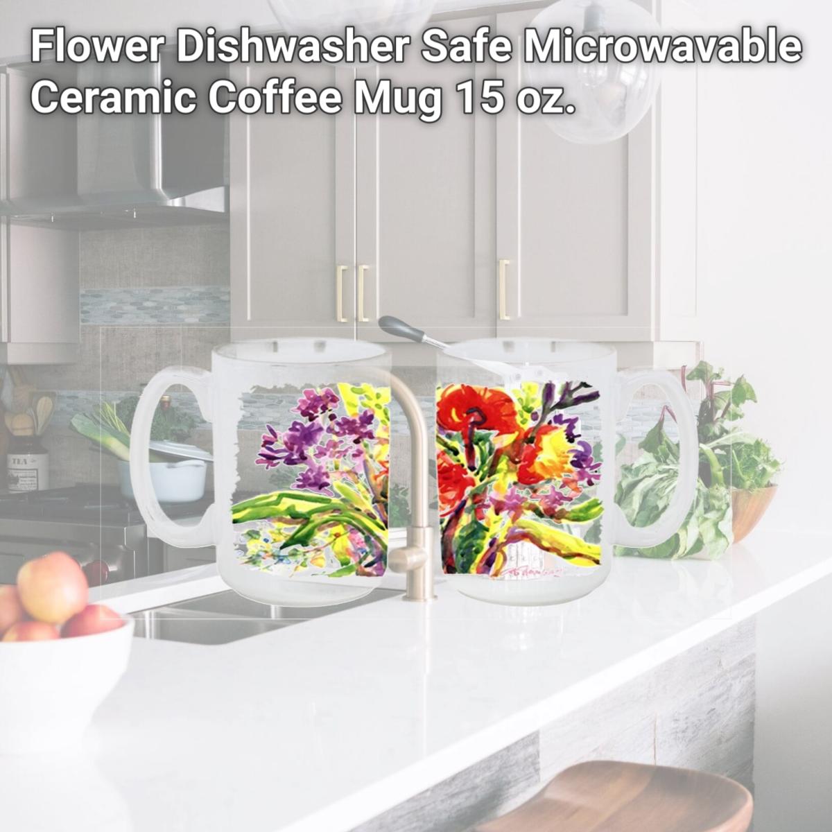 Picture of Carolines Treasures 6042CM15 Flower Dishwasher Safe Microwavable Ceramic Coffee Mug 15 oz.
