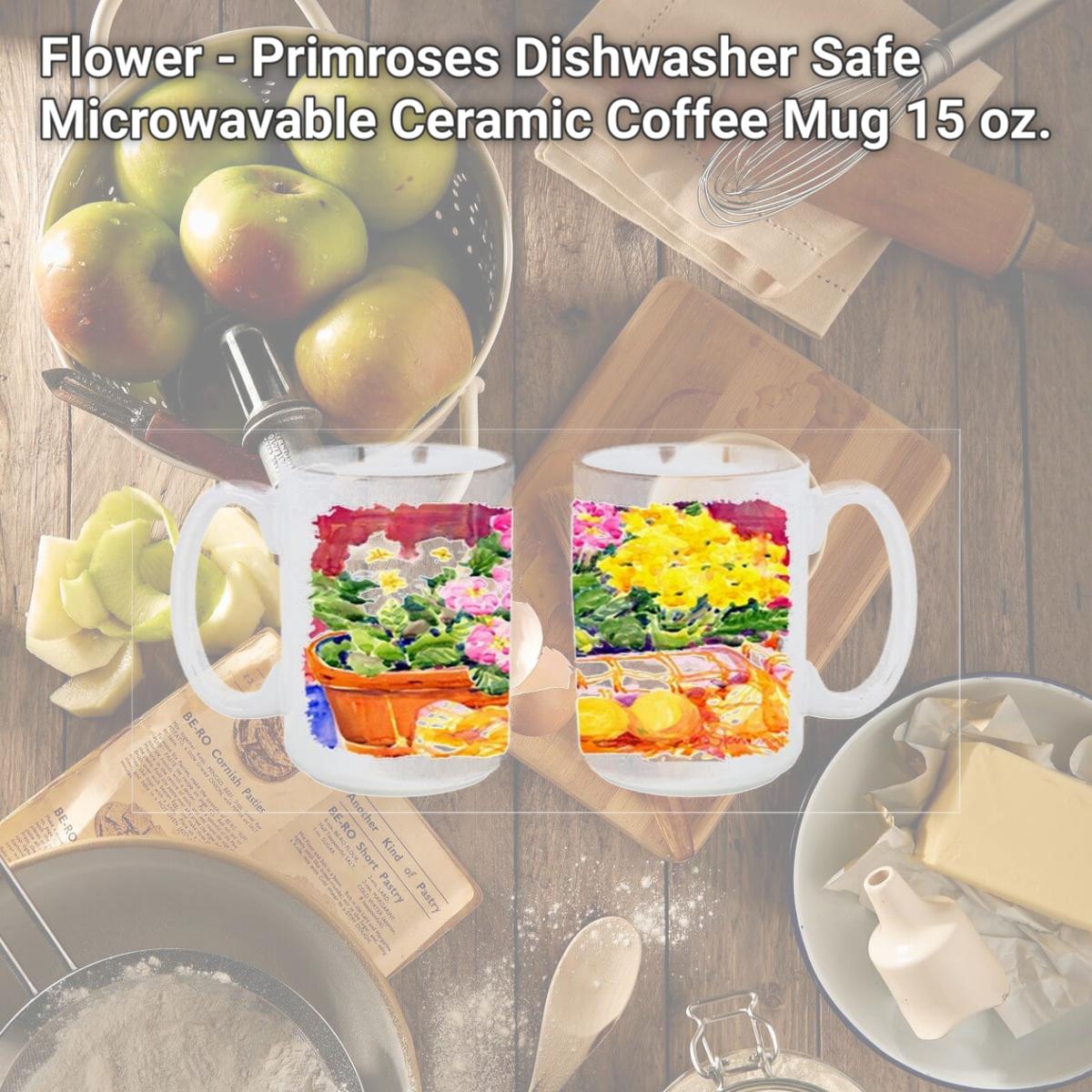 Picture of Carolines Treasures 6061CM15 Flower - Primroses Dishwasher Safe Microwavable Ceramic Coffee Mug 15 oz.