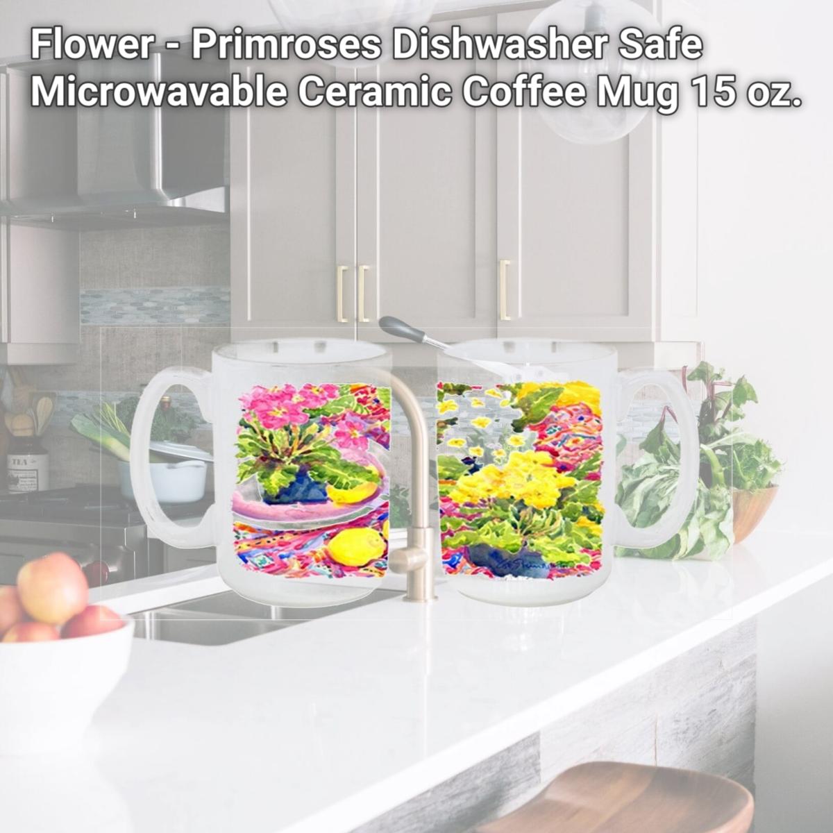 Picture of Carolines Treasures 6062CM15 Flower - Primroses Dishwasher Safe Microwavable Ceramic Coffee Mug 15 oz.
