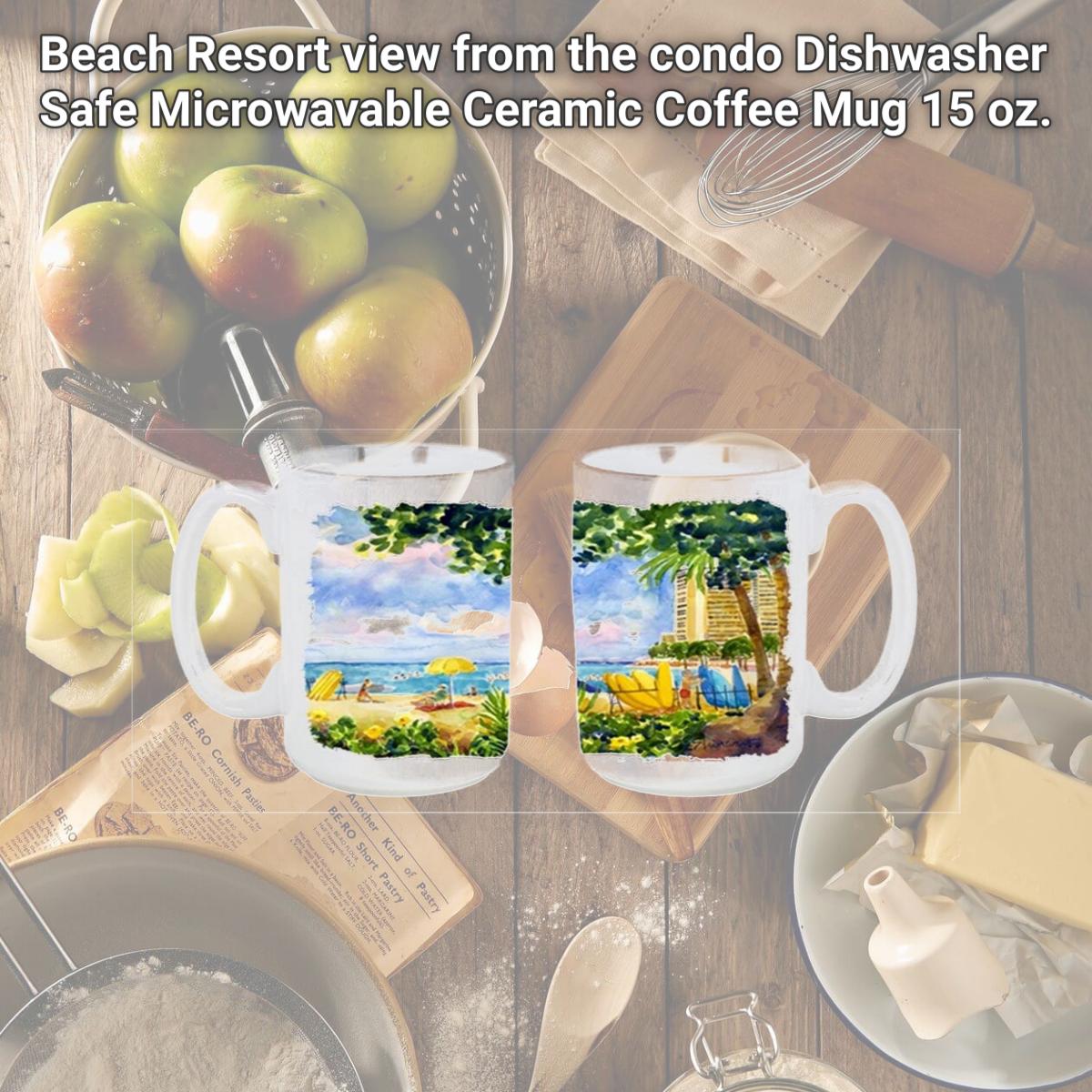 Picture of Carolines Treasures 6065CM15 Beach Resort view from the condo Dishwasher Safe Microwavable Ceramic Coffee Mug 15 oz.