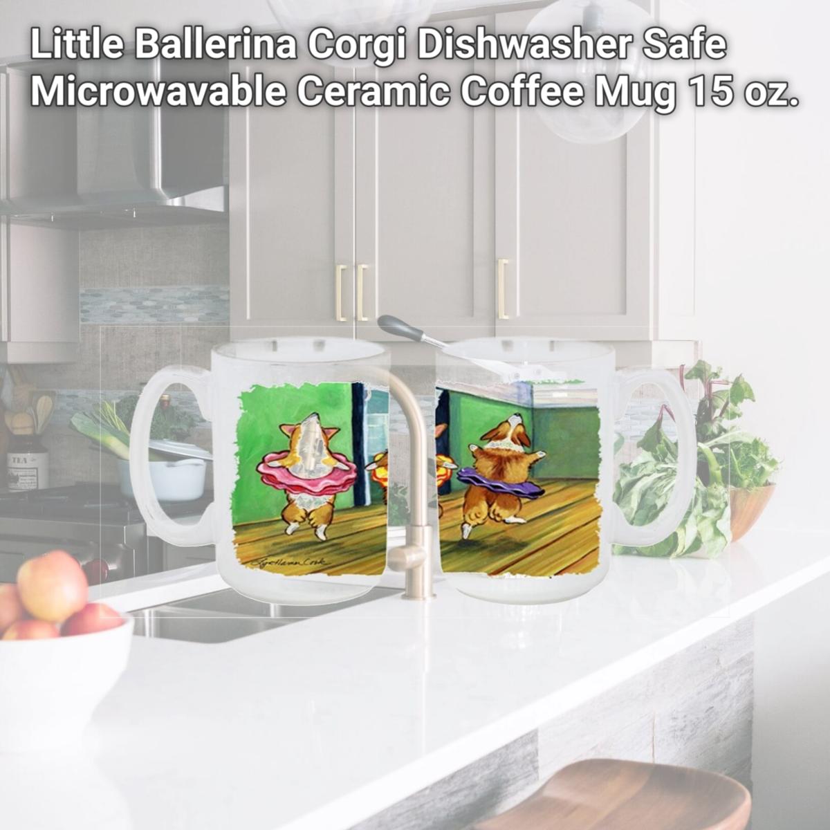 Picture of Carolines Treasures 7276CM15 Little Ballerina Corgi Dishwasher Safe Microwavable Ceramic Coffee Mug 15 oz.