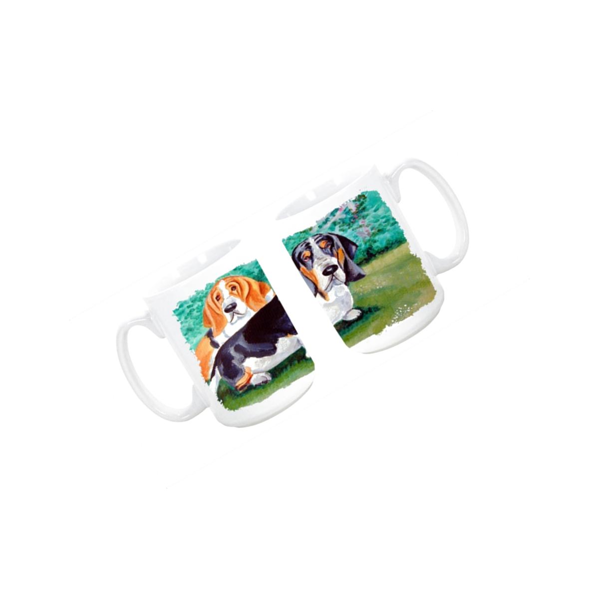 Picture of Carolines Treasures 7061CM15 Basset Hound Double Trouble Dishwasher Safe Microwavable Ceramic Coffee Mug 15 oz.