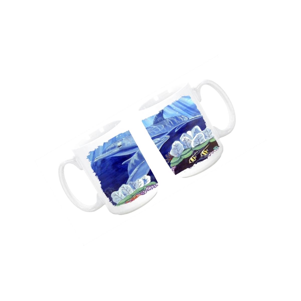 Picture of Carolines Treasures 7080CM15 Dolphin under the sea Dishwasher Safe Microwavable Ceramic Coffee Mug 15 oz.