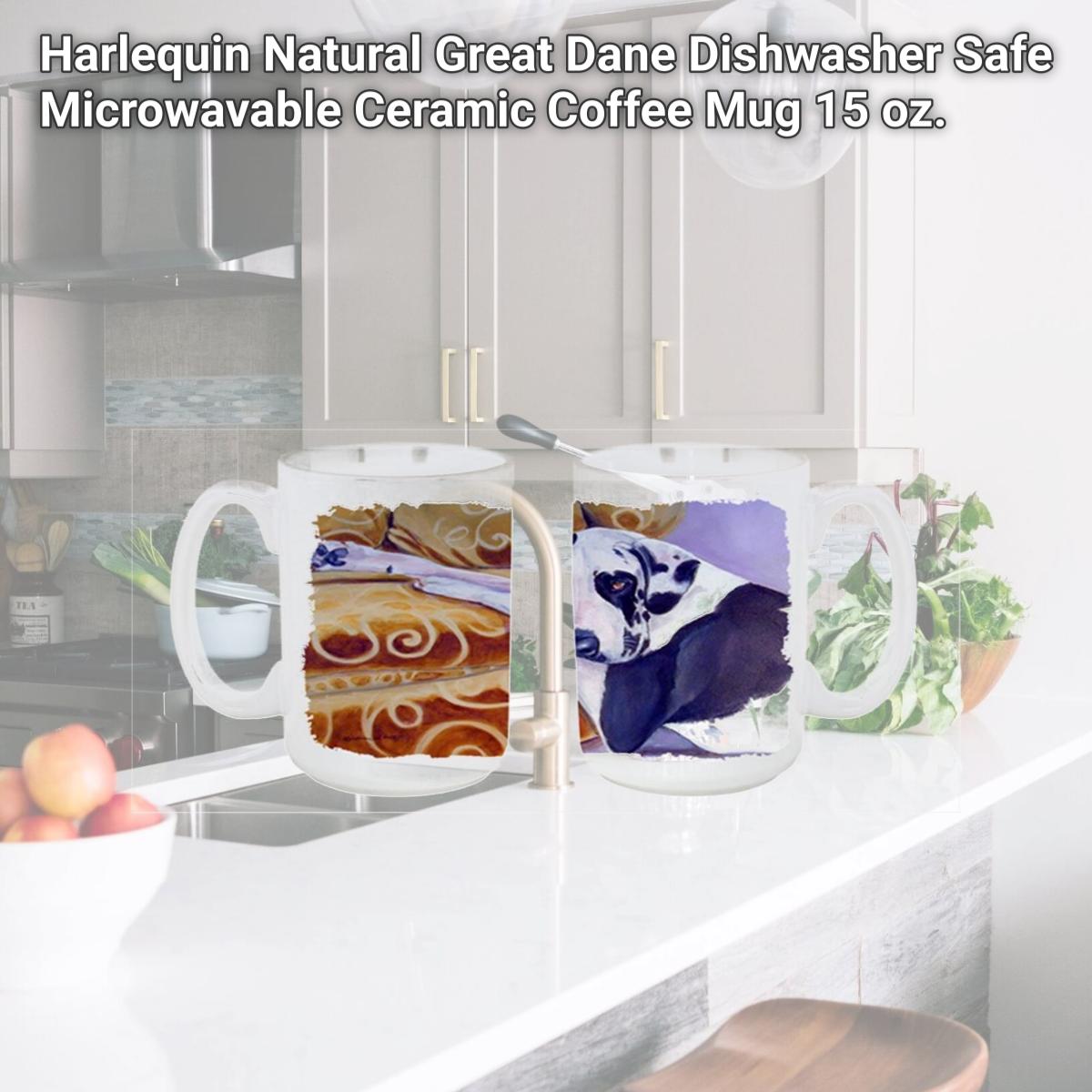 Picture of Carolines Treasures 7162CM15 Harlequin Natural Great Dane Dishwasher Safe Microwavable Ceramic Coffee Mug 15 oz.