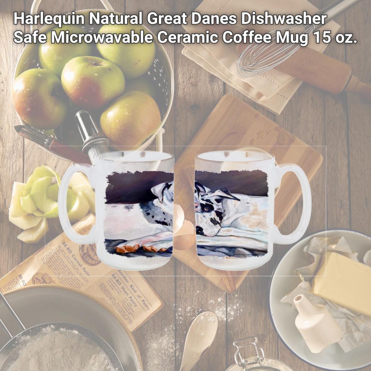 Picture of Carolines Treasures 7163CM15 Harlequin Natural Great Danes Dishwasher Safe Microwavable Ceramic Coffee Mug 15 oz.