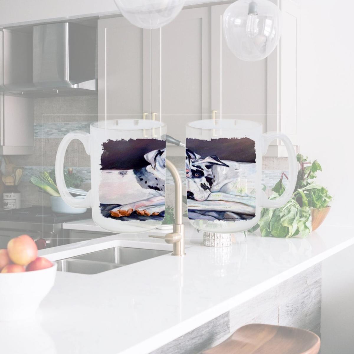 Picture of Carolines Treasures 7163CM15 Harlequin Natural Great Danes Dishwasher Safe Microwavable Ceramic Coffee Mug 15 oz.