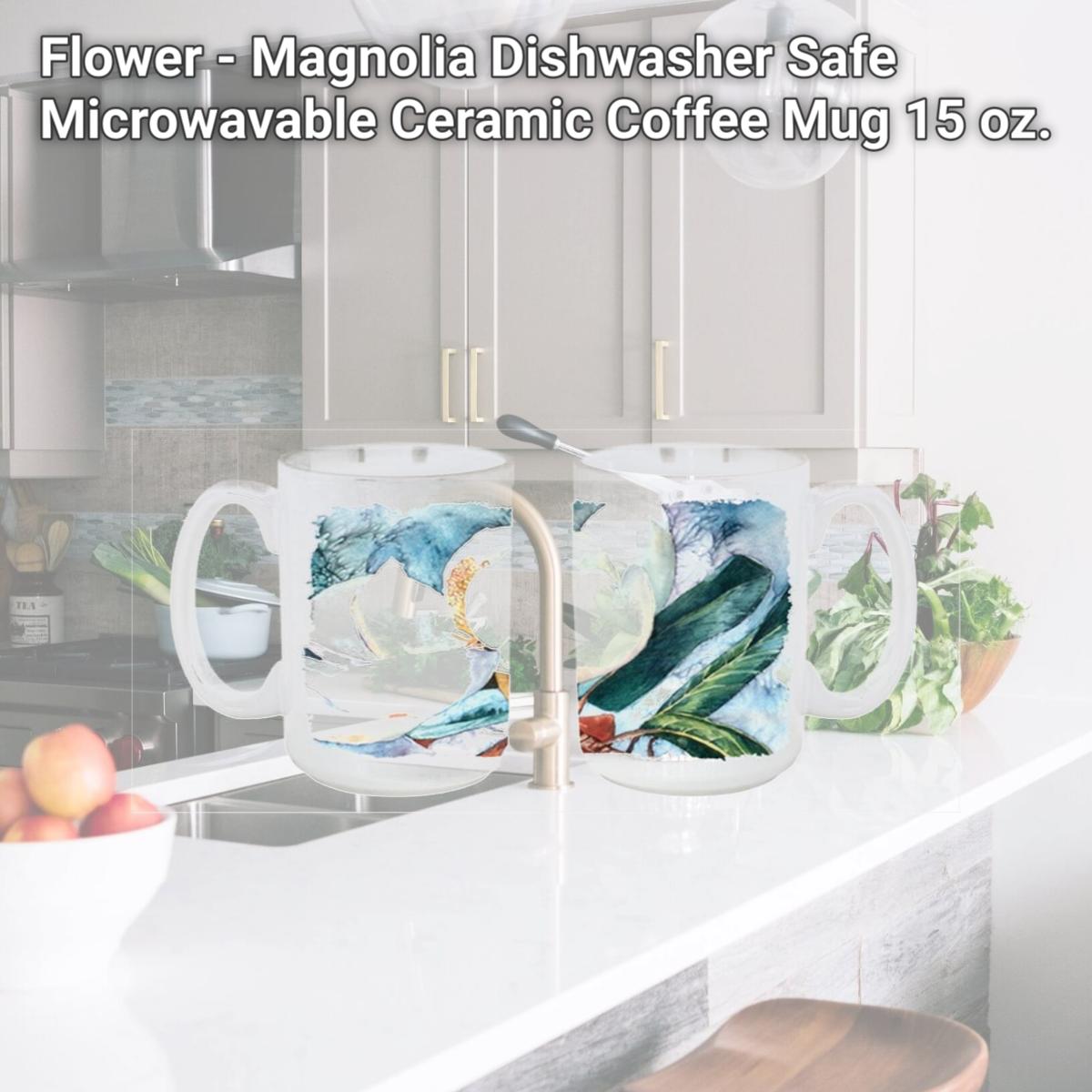Picture of Carolines Treasures 8001CM15 Flower - Magnolia Dishwasher Safe Microwavable Ceramic Coffee Mug 15 oz.