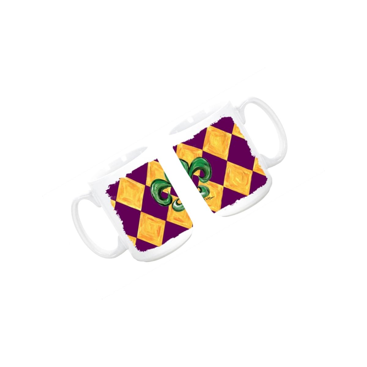 Picture of Carolines Treasures 8133CM15 Mardi Gras Fleur de lis Purple Green and Gold Dishwasher Safe Microwavable Ceramic Coffee Mug 15 oz.