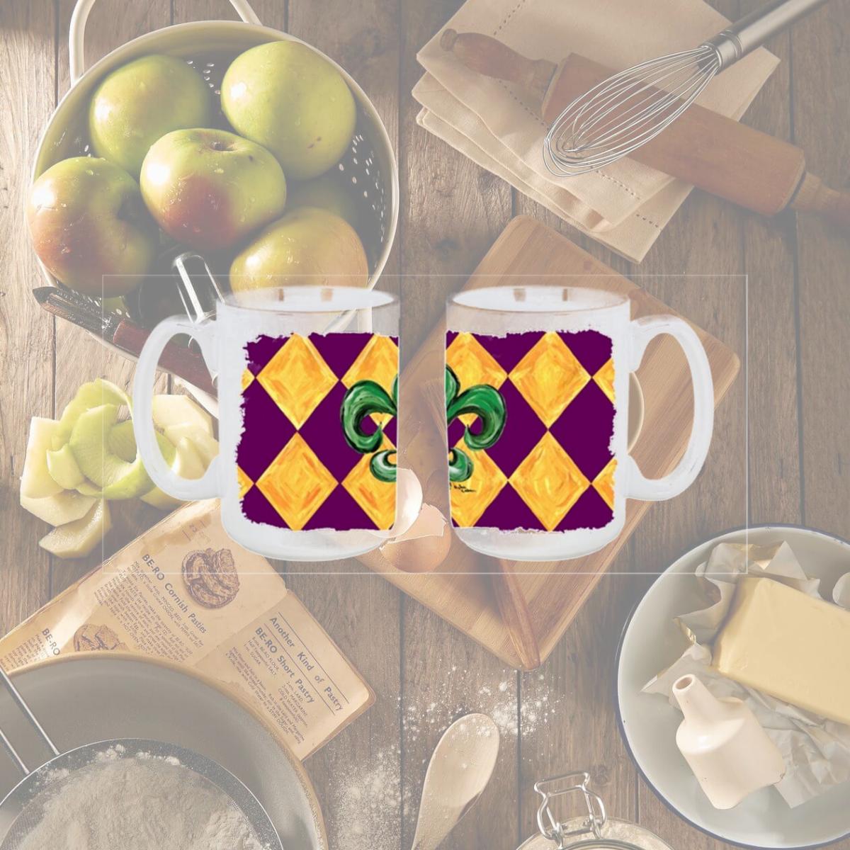 Picture of Carolines Treasures 8133CM15 Mardi Gras Fleur de lis Purple Green and Gold Dishwasher Safe Microwavable Ceramic Coffee Mug 15 oz.
