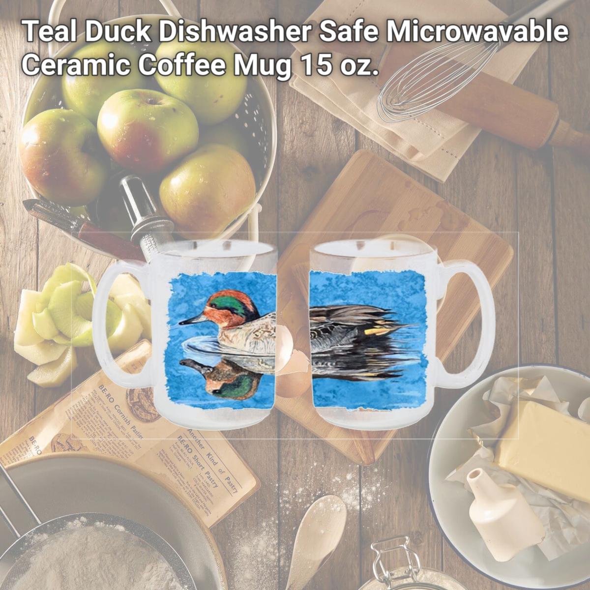 Picture of Carolines Treasures 8830CM15 Teal Duck Dishwasher Safe Microwavable Ceramic Coffee Mug 15 oz.