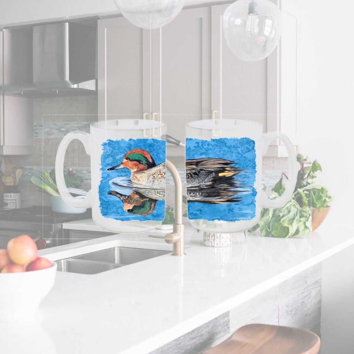 Picture of Carolines Treasures 8830CM15 Teal Duck Dishwasher Safe Microwavable Ceramic Coffee Mug 15 oz.