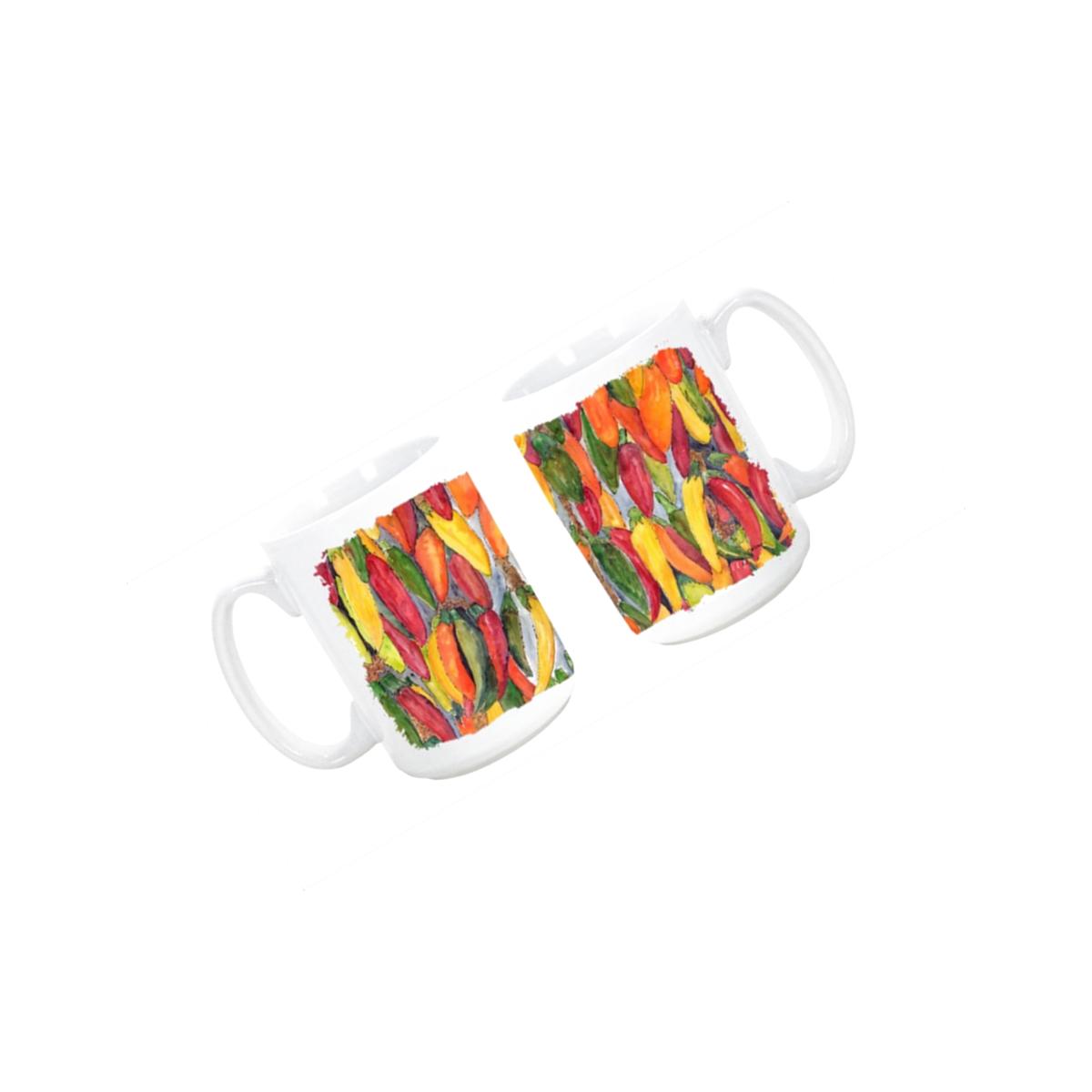 Picture of Carolines Treasures 8893CM15 Hot Peppers Dishwasher Safe Microwavable Ceramic Coffee Mug 15 oz.