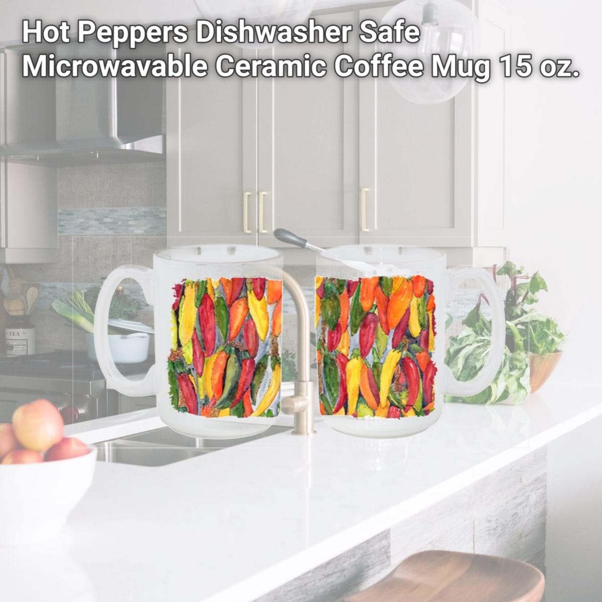 Picture of Carolines Treasures 8893CM15 Hot Peppers Dishwasher Safe Microwavable Ceramic Coffee Mug 15 oz.