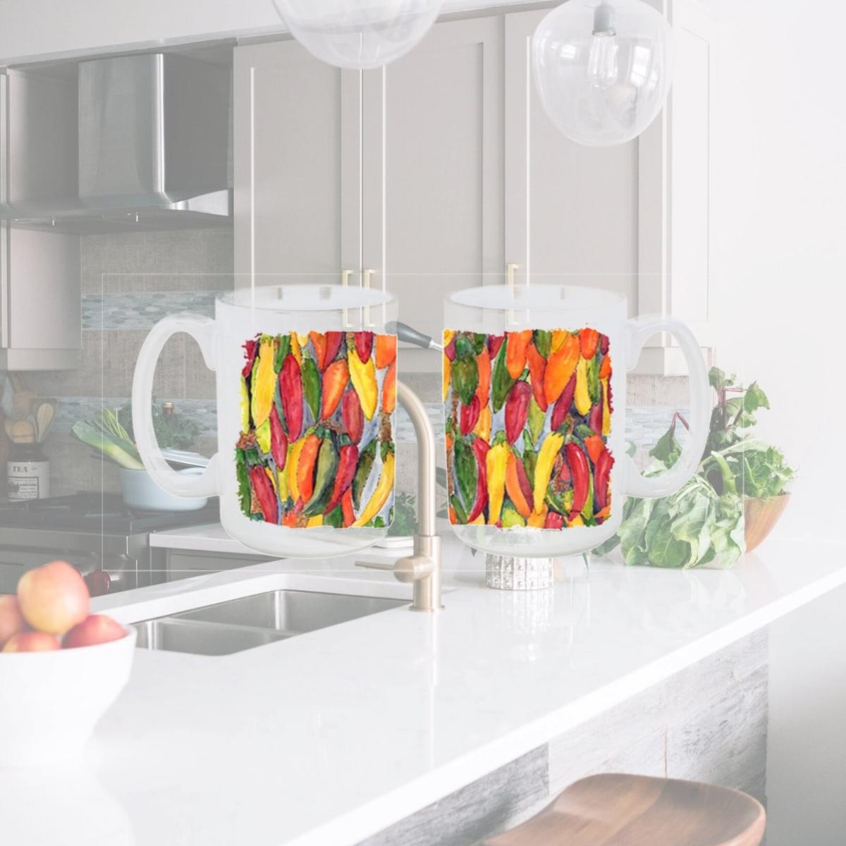 Picture of Carolines Treasures 8893CM15 Hot Peppers Dishwasher Safe Microwavable Ceramic Coffee Mug 15 oz.